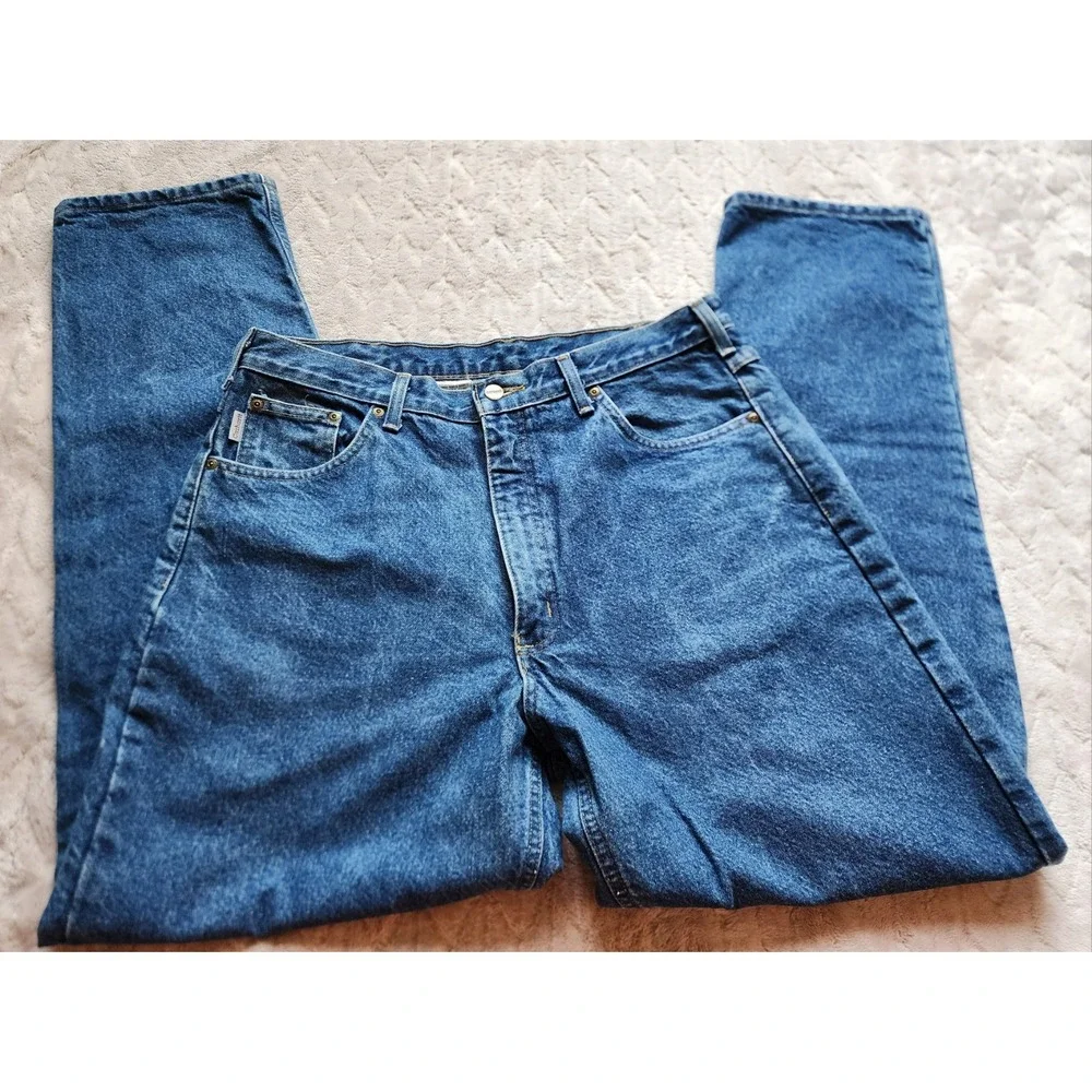 Vintage Carhartt Blanket Lined Denim Jeans Mens 36x32 Blue Straight B21 DST